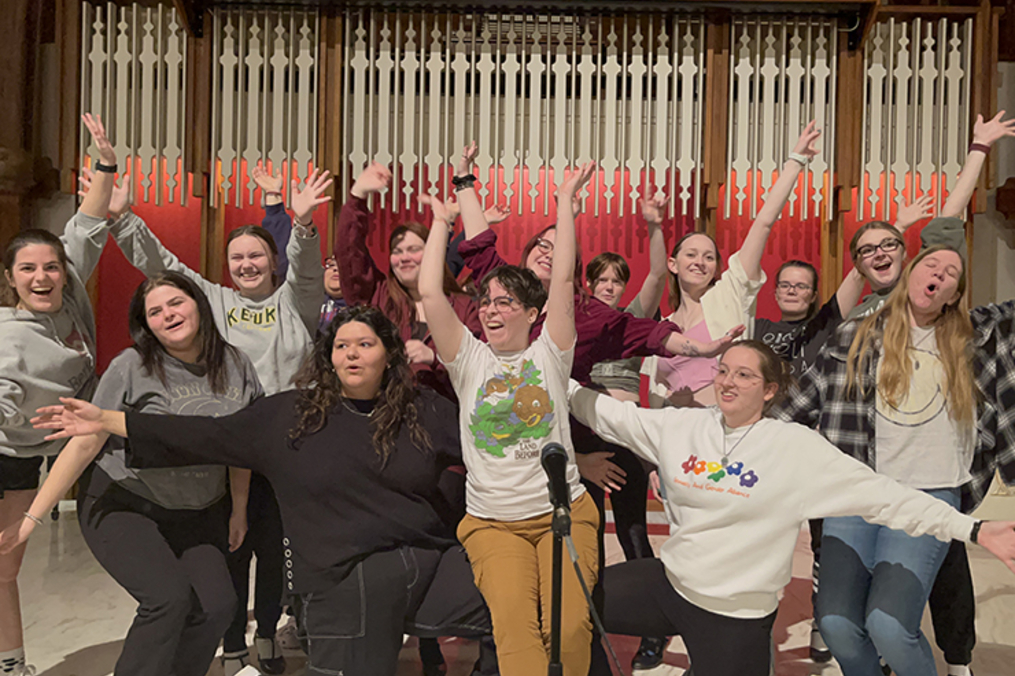 Heathers cast at rehearsal